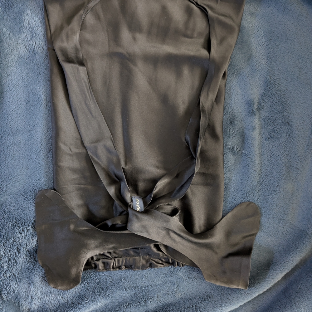 Elegant Black Silk Hair Scarf